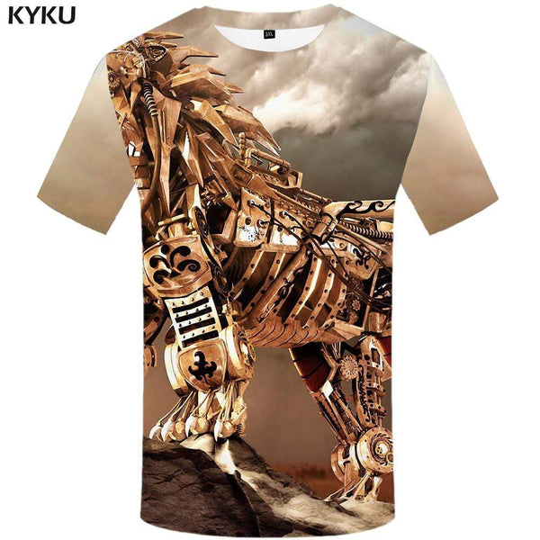 Wolf T-shirts Men Mechanical T shirts Funny Metal Tshirt Anime Mountain T-shirt 3d Cloud Tshirts Print Mens Clothing Graphic