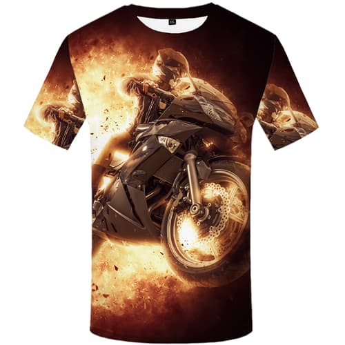 Character T-shirt Men Flame Tshirts Cool Motorcycle Tshirts Casual Short Sleeve