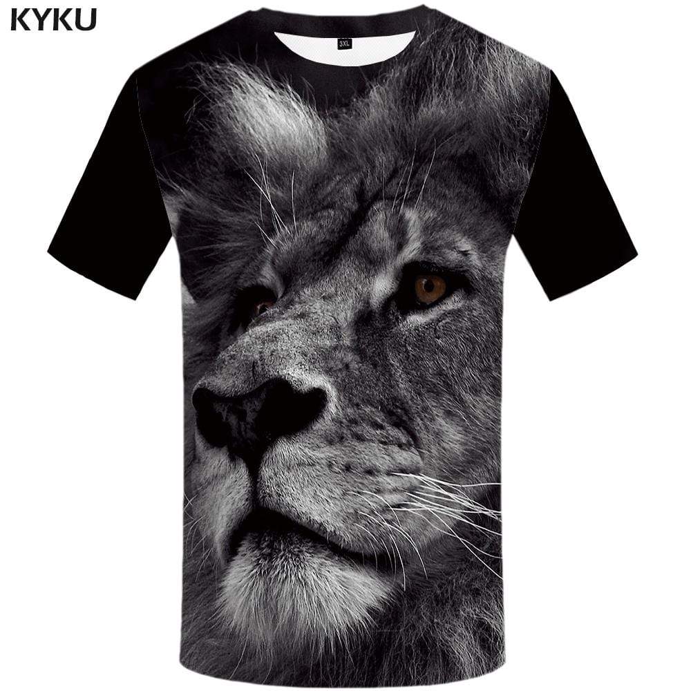 Lion T shirt Men Gray Tshirts Print Animal Tshirt Anime Gothic T shirts Funny T-shirt 3d Mens Clothing Graphic Unisex Tee Top