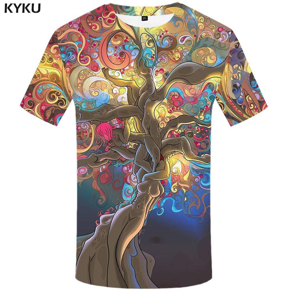 Tree T-shirts Men Character T-shirt 3d Colorful T shirts Funny Psychedelic Tshirts Print Gothic Tshirt Anime Mens Fashion