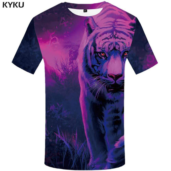 Shirt short sleeve man Tiger V purple black