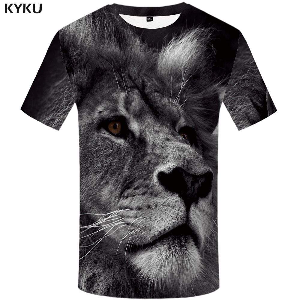 Lion T-shirts Men Animal Tshirt Anime Gray T shirts Funny Gothic Tshirts Print T-shirt 3d Mens Clothing Hip hop Unisex Digital