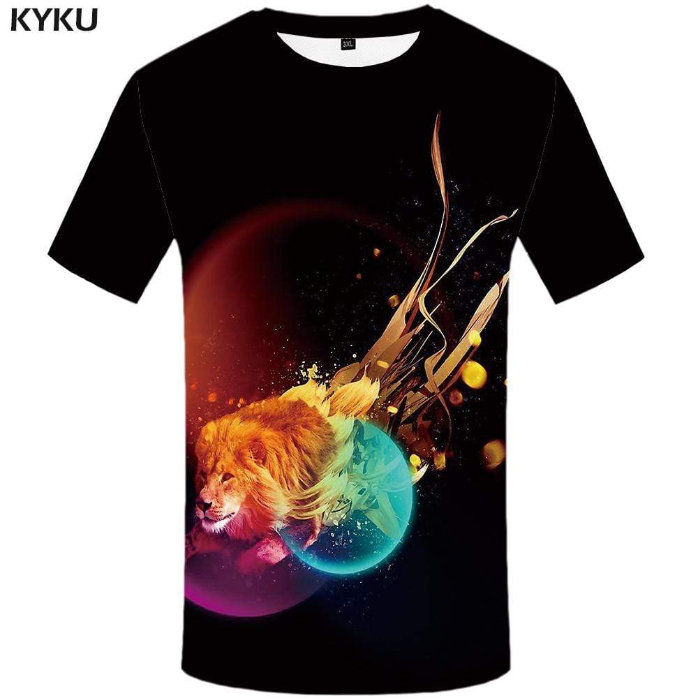 Lion T-shirts Men Graffiti Tshirts Print Animal Tshirt Anime Galaxy Space T-shirt 3d Colorful T shirts Funny Mens Fashion Casual