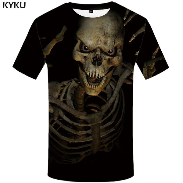 Skull T-shirts Men Skeleton Tshirts Print Gothic T shirts Funny Black Tshirt Anime Punk Rock T-shirt 3d Mens Clothing Hip hop