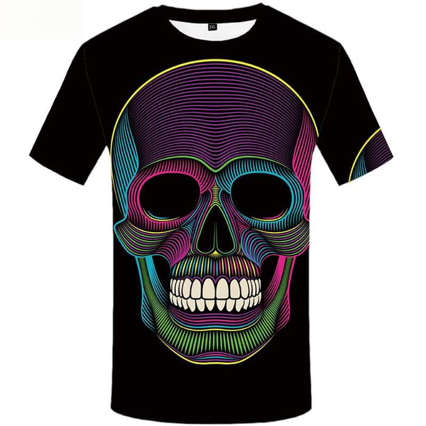 Skull T-shirt Men Graffiti T shirts Funny Colorful Tshirt Anime Short Sleeve
