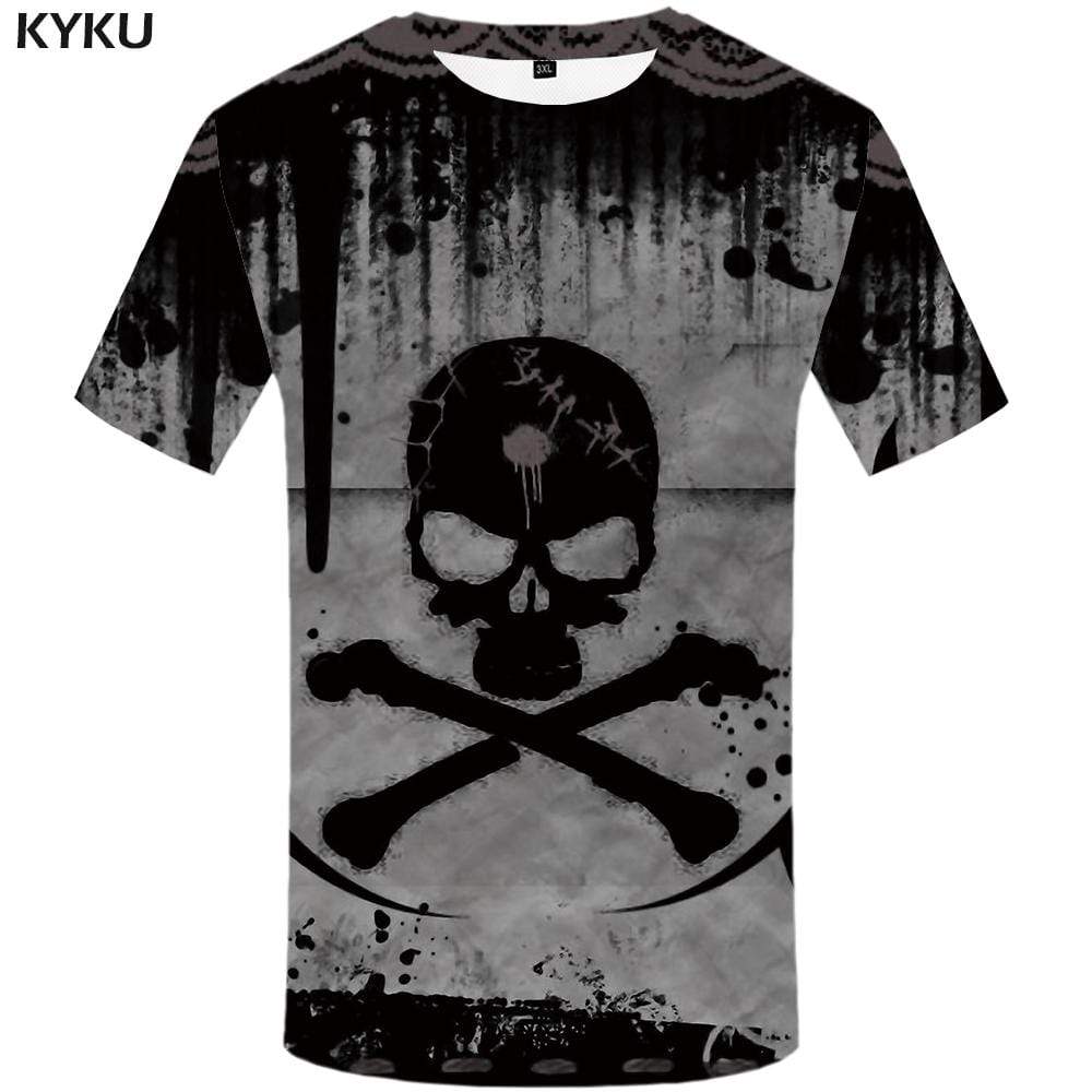 Skull T-shirts Men Graffiti T-shirt 3d Gray T shirts Funny Poison Tshirts Print Devil Tshirt Anime Mens Fashion Short Sleeve