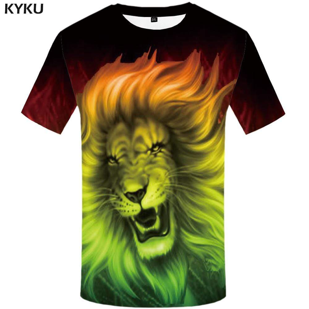 Lion T-shirts Men Animal Tshirts Print Gothic T-shirt 3d Gray Tshirt Anime Harajuku T shirts Funny Mens Clothing Short Sleeve
