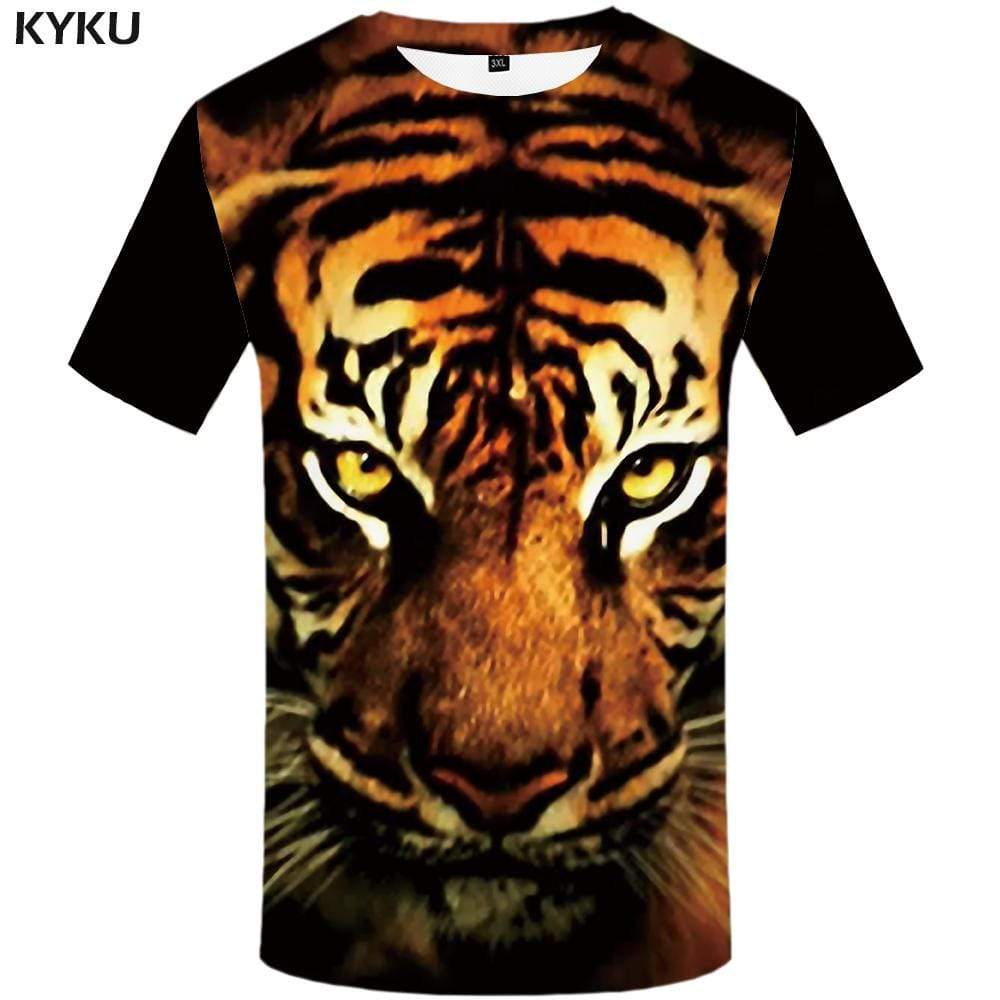 Tiger T-shirts Men Animal Tshirts Print Yellow T shirts Funny Gothic T-shirt 3d Tshirt Anime Mens Clothing Short Sleeve Unisex