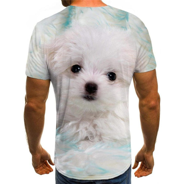 
shirt Little White dog Puppy Cute Pets 3D tshirt Casual art costume man big Smart dogs
                