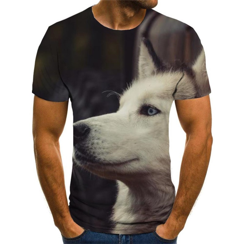 Husky dog t shirts Novelty 3D shirt Puppy Cute Pets art costume big Smart Husky dogs Casual men