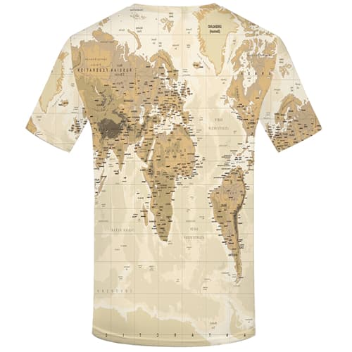 
World Map T-shirt Men Yellow Shirt Print Pattern Tshirts Novelty Short Sleeve
                