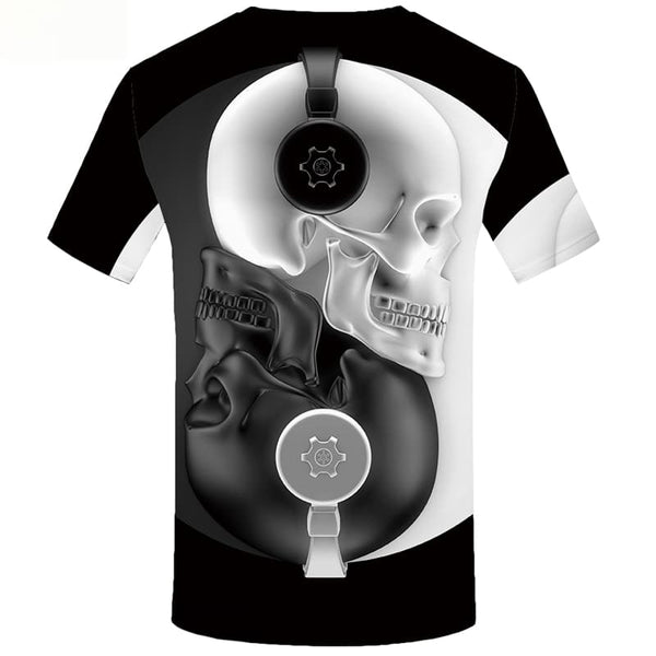 
Skull T-shirt Men Yin Yang Shirt Print Music T-shirts Graphic Short Sleeve
                