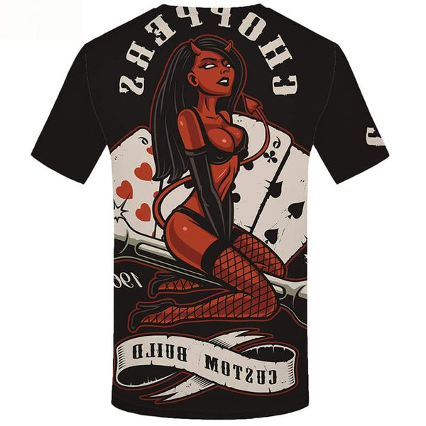 
Skull T-shirt Men Poker T shirts Funny Card Shirt Print Short Sleeve Punk Rock
                