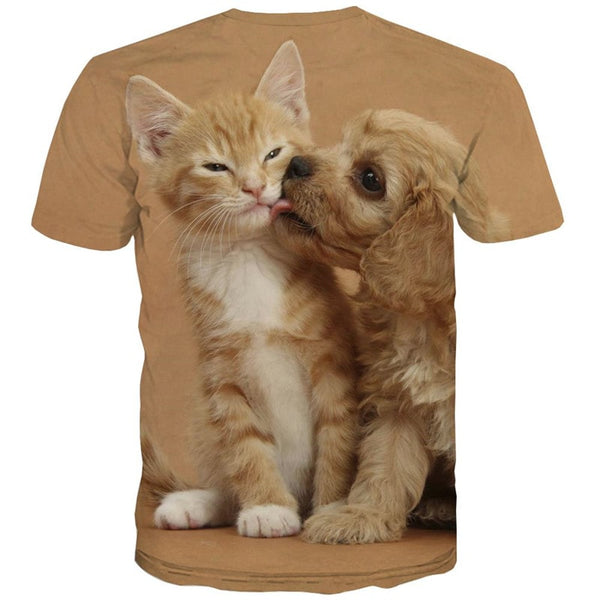 
animal t shirt docile pets t shirt 3D cat and dog art costume Cool men
                