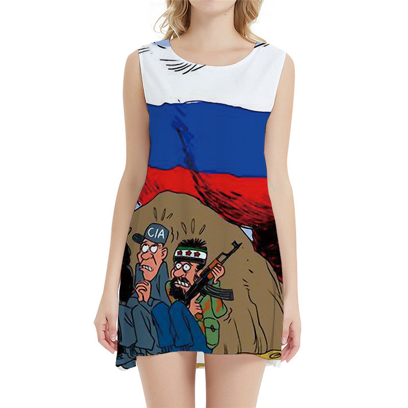 Bear Dress Women Russia Sundress National Flag Boho War Beach Cartoon Ladies Dresses Womens Clothing Casual
