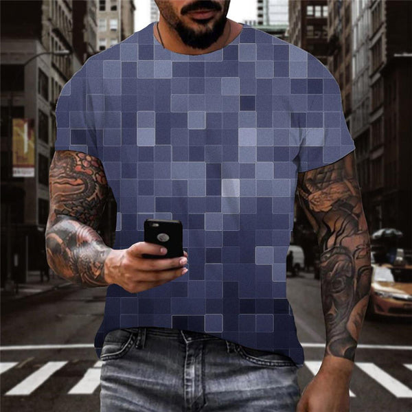 
Mosaic plaid texture shirts special texture 3D tshirt men art costume Casual different
                