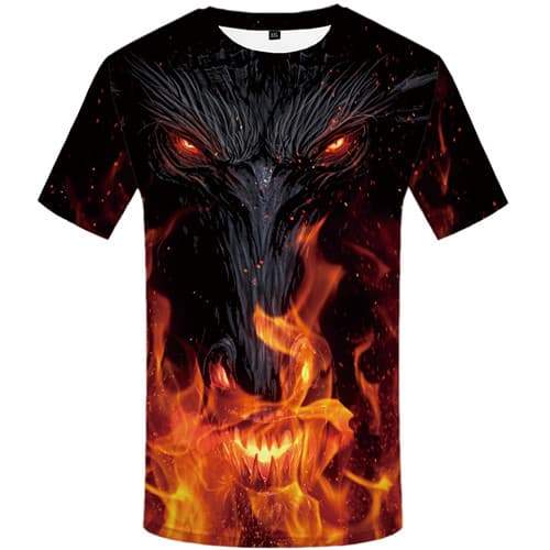 Dragon T-shirt Men Flame Tshirts Cool Animal T-shirts 3d War Shirt Print Black Tshirts Casual Short Sleeve Fashion Men/women - KYKU