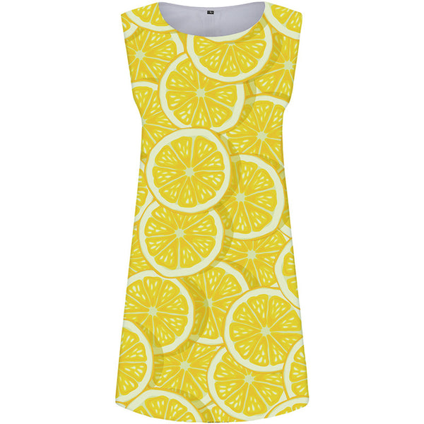 Lemon Dress Women Fruit Ladies Dresses Yellow Korean Style Harajuku Sundress Womens Clothing Vintage