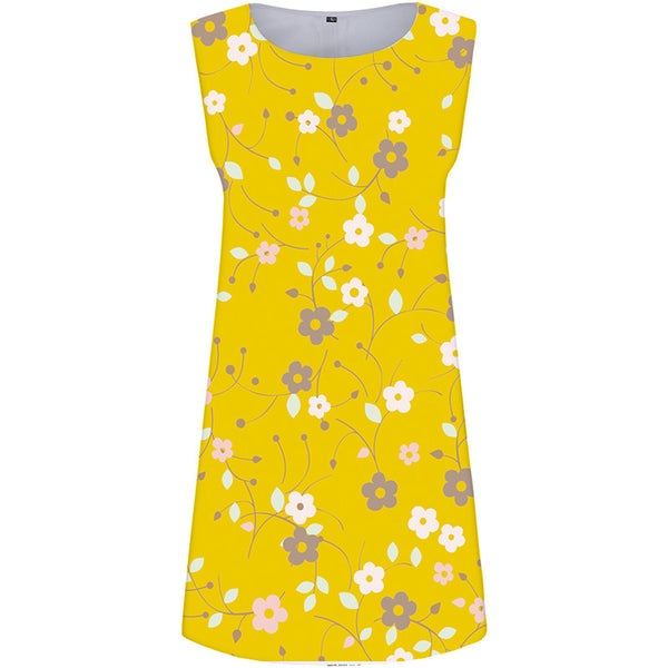 Flower Dress Women Yellow Beach Hip Hop Vestido Sexy Casual Sexy Womens Clothing Vintage