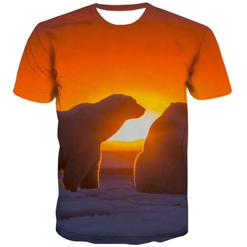 Russia T-shirt Men Bear T-shirts 3d Animal Tshirt Anime Sunset Tshirts Casual Street T-shirts Graphic Short Sleeve T shirts - KYKU