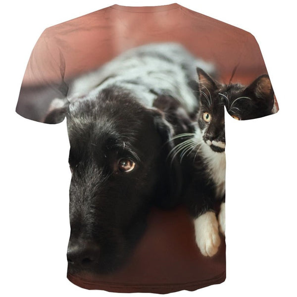 
animal shirt Funny 3D t shirt docile pets Cool art costume cat and dog men
                