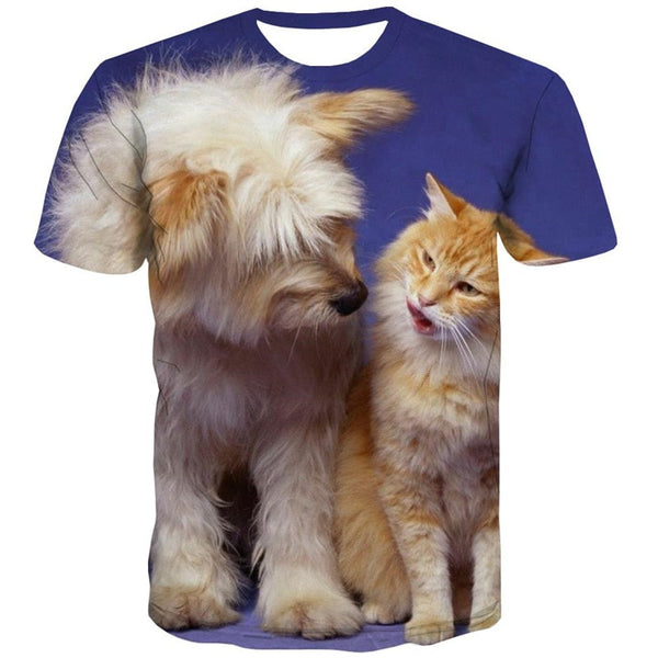 
animal t shirt Hip hop tshirt 3D docile pets Cool cat and dog art costume men
                