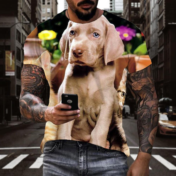 
t shirt animaldocile pets CasualCasual cat and dog men art costume
                