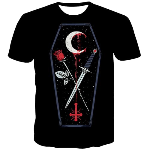 Jesus T-shirt Men Moon Tshirts Casual Flower Tshirt Printed Blood Tshirt Anime War Tshirts Novelty Short Sleeve Full Print - KYKU