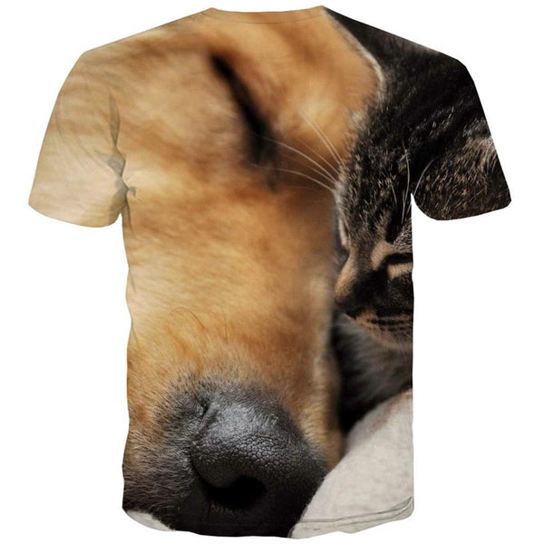 
t shirt animal t shirt 3D docile pets cat and dog art costume men Cool
                