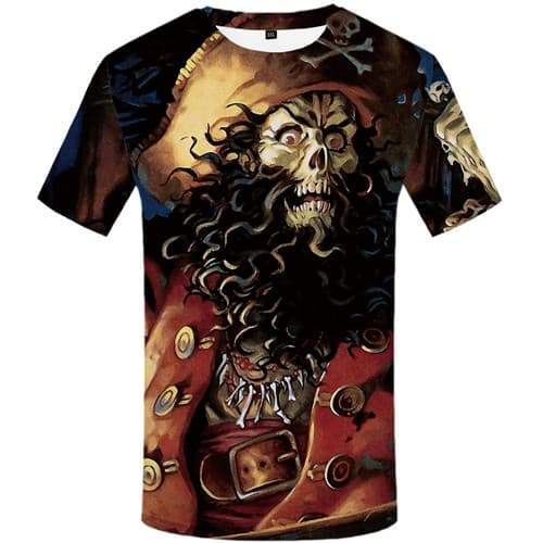 Pirate T shirts Men Cartoon Tshirts Novelty Vintage Tshirt Printed Film T-shirts Graphic Short Sleeve Fashion Men Tee O-neck - KYKU