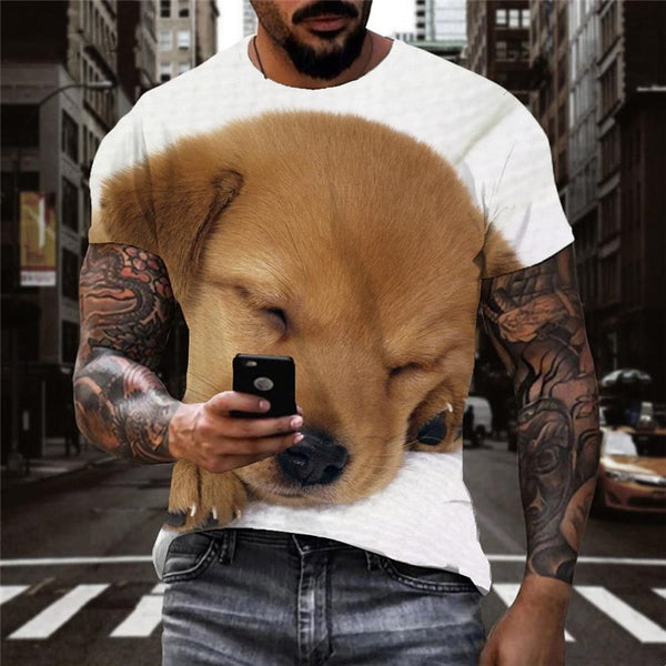 
Golden Retriever dog tshirts Casual shirt 3D Puppy Cute Pets men big Smart dogs Casual art costume
                