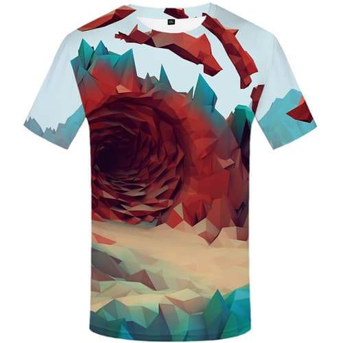 Geometric Flowers T shirts Men Mountain Tshirts Cool Cartoon Shirt Print Gothic Tshirt Anime Short Sleeve summer Unisex New Slim - KYKU