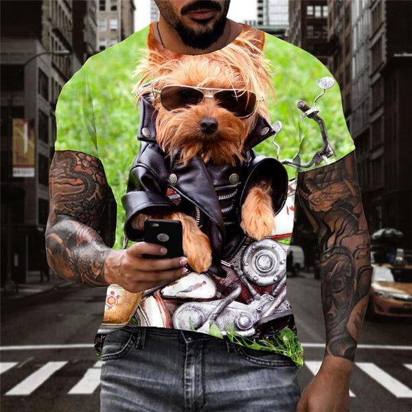 
dog shirt Puppy Cute animal tee shirt big Smart dogs Casual art costume male
                