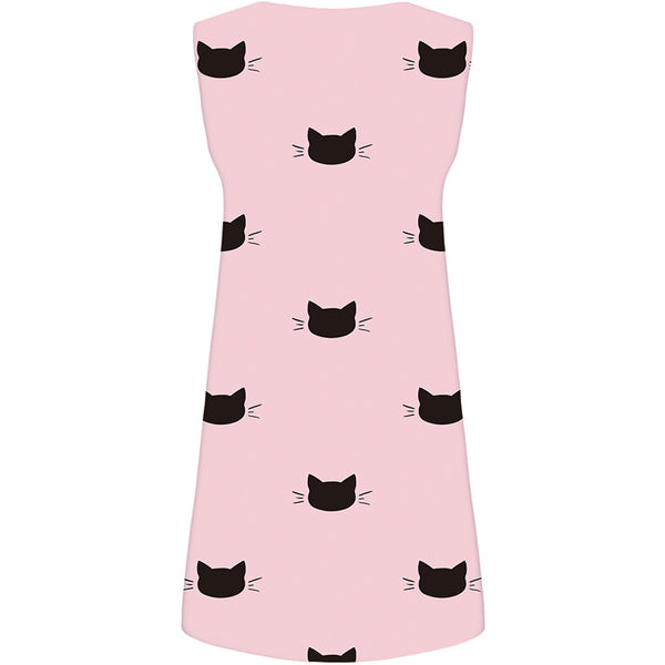 
Cat Dress Women Pink Short Animal Korean Style Pattern Ladies Dresses Womens Clothing Elegant
                