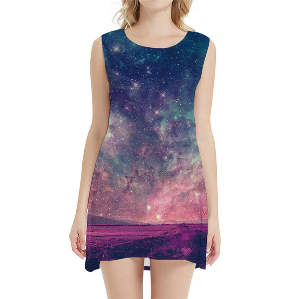 
Galaxy Dress Women Graffiti Short Colorful 3d Print Harajuku Korean Style Mountain Beach Womens Clothing Casual
                