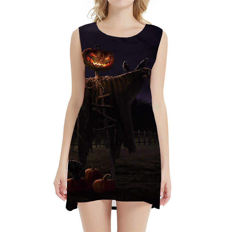 Halloween Dress Women Pumpkin Party Cosplay Sundress Ghost Korean Style Evening Tank Womens Clothing Elegant