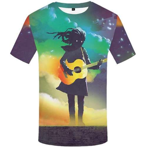 Skull T-shirt Men Music T shirts Funny Graffiti T-shirts Graphic Art T-shirts 3d Colorful Tshirt Anime Short Sleeve Fashion Mens - KYKU