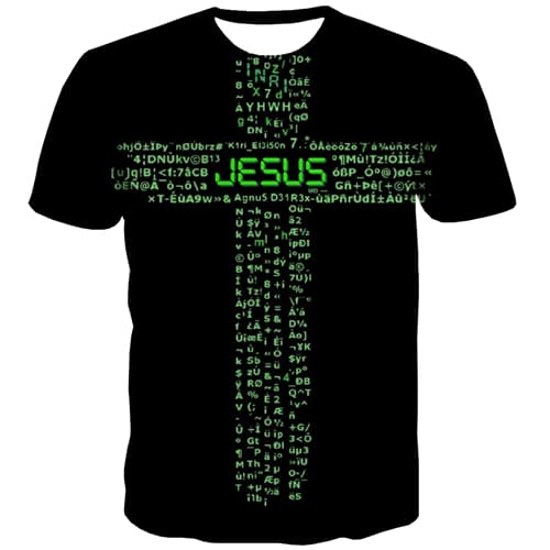 Jesus T shirts Men Cross Tshirts Novelty Christian Tshirts Cool Letter Tshirt Printed Black T-shirts 3d Short Sleeve Fashion Men - KYKU