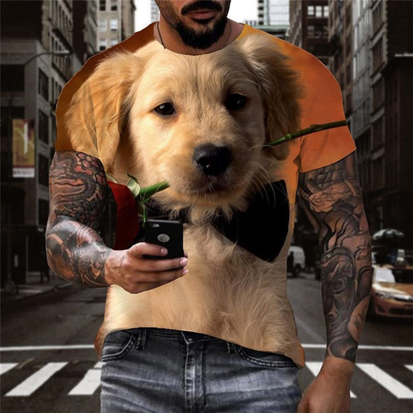 
Golden Retriever dog t shirts 3D tshirt Puppy Cute Pets men art costume Casual big Smart dogs
                