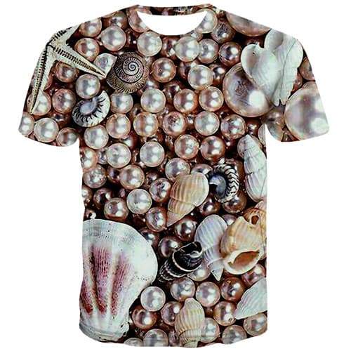 Conch T shirts Men Shell Tshirt Anime Pearl Tshirt Printed Harajuku T-shirts 3d Street Tshirts Novelty Short Sleeve Full Print - KYKU