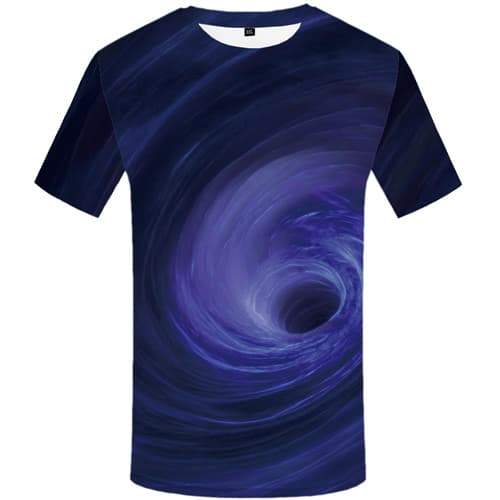 Space Galaxy T-shirt Men Black Hole Tshirts Novelty Psychedelic T shirts Funny Vortex T-shirts Graphic Gothic Shirt Print - KYKU