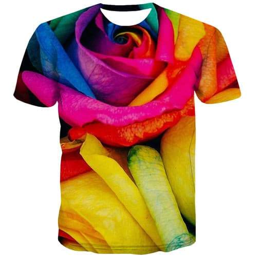Rose T-shirt Men Flower Shirt Print Graffiti T-shirts Graphic Art Tshirt Printed Colorful Tshirts Novelty Short Sleeve summer - KYKU