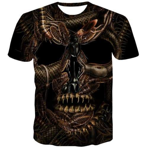 Skull T-shirt Men Animal Tshirt Anime Metal T shirts Funny Punk Tshirt Printed Black Tshirts Novelty Short Sleeve Fashion Men - KYKU