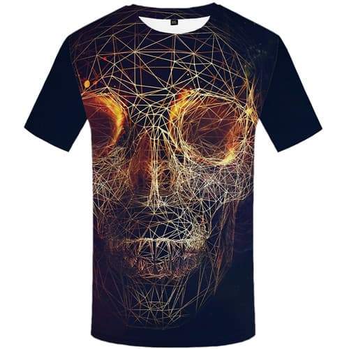 Skull T shirts Men Galaxy Space T shirts Funny Geometric Tshirt Anime Flame T-shirts Graphic Gothic Tshirt Printed Short Sleeve - KYKU