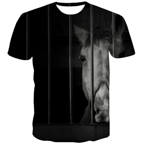 Horse T shirts Men Animal Shirt Print Lovely Tshirt Anime Black Tshirts Novelty Leisure Tshirt Printed Short Sleeve Hip hop - KYKU