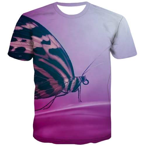 Butterfly T-shirt Men Animal Tshirts Cool Hip Hop T-shirts Graphic Harajuku T-shirts 3d Purple Tshirt Anime Short Sleeve summer - KYKU
