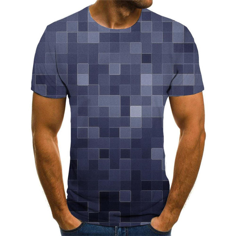 Mosaic plaid texture shirts special texture 3D tshirt men art costume Casual different