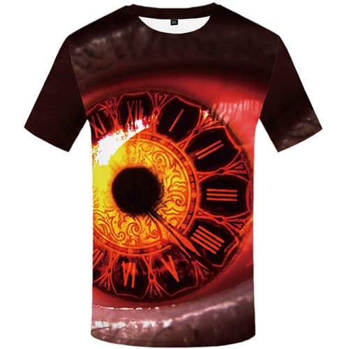 Eye T-shirt Men Mechanical T-shirts 3d Clock Tshirt Printed Gothic Tshirts Novelty Rock T-shirts Graphic Short Sleeve T shirts - KYKU