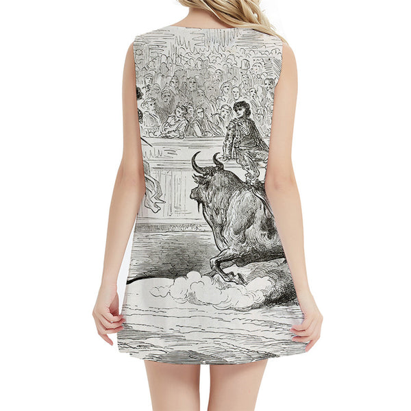 
Cattle Dress Women Spain 3d Print Animal Ladies Dresses Vintage Halter Sleeveless White Vestido Sexy Womens Clothing Club
                