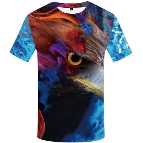 Eagle T shirts Men Animal Shirt Print Colorful Tshirt Anime Flame T shirts Funny Art T-shirts 3d Short Sleeve summer Mens - KYKU